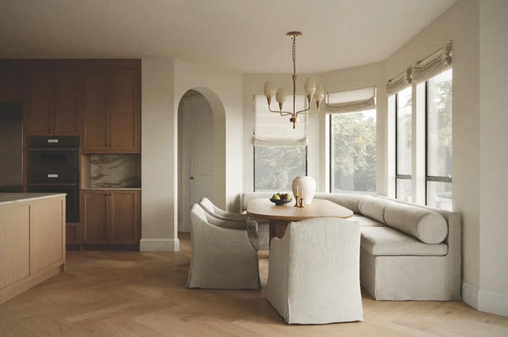 Breakfast nook with curved banquette, Chateau d'Europe, Florida