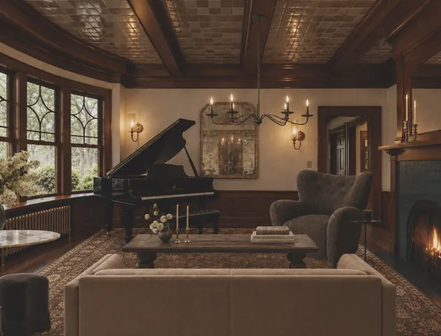 Living room rendering, The Lion House, Idaho