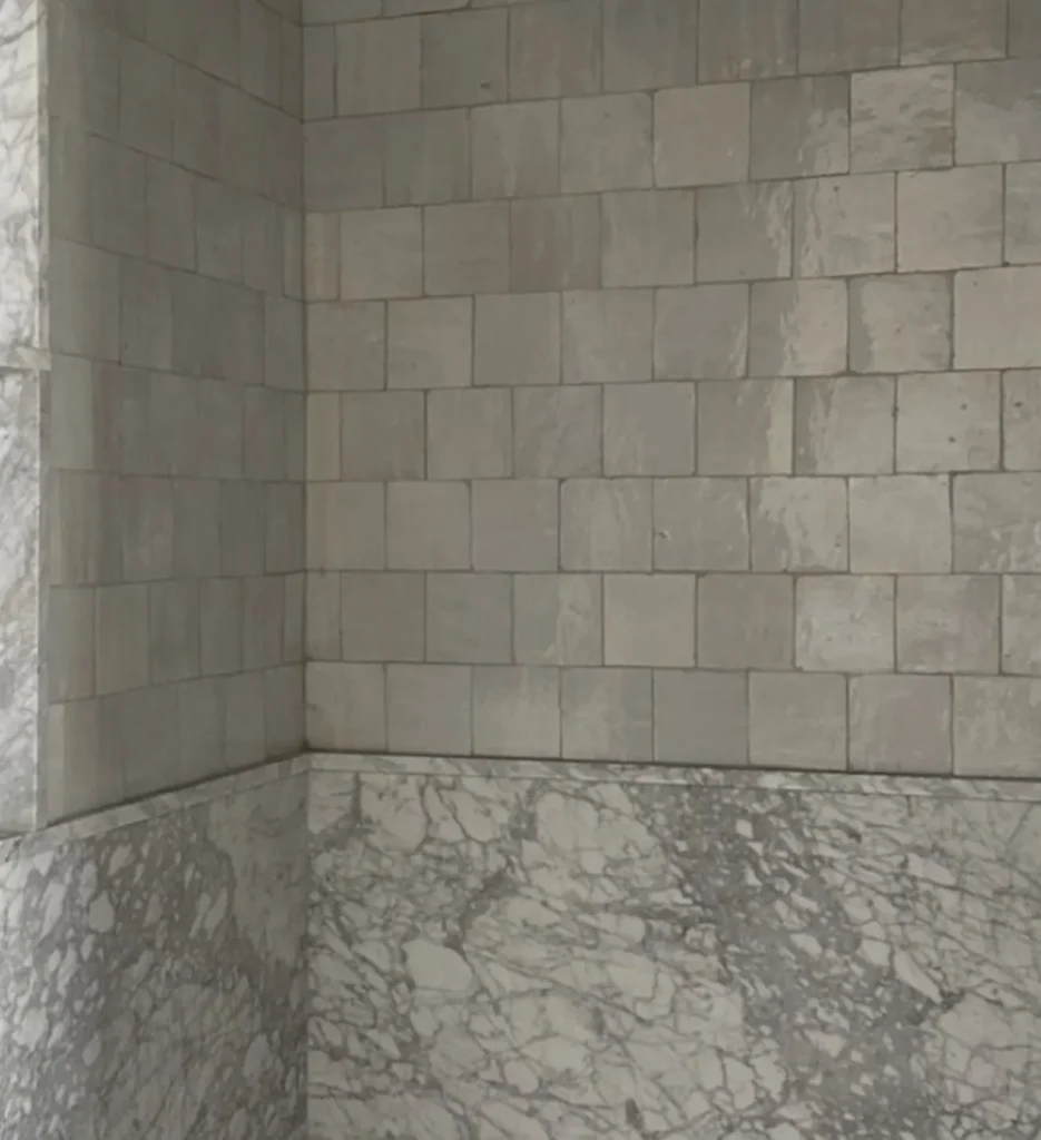 Marble and tile detail, The Oak House, North Carolina